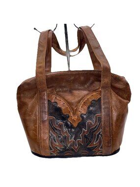 Erda Western Cowboy Boot Design Leather Purse Handbag